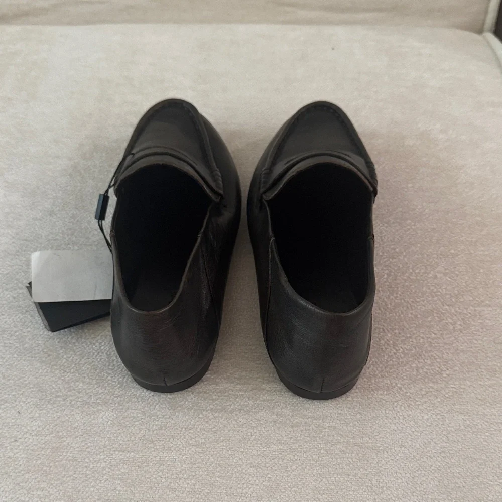 Massimo Dutti Dark Leather Slip-On Loafers - Picture 5 of 10